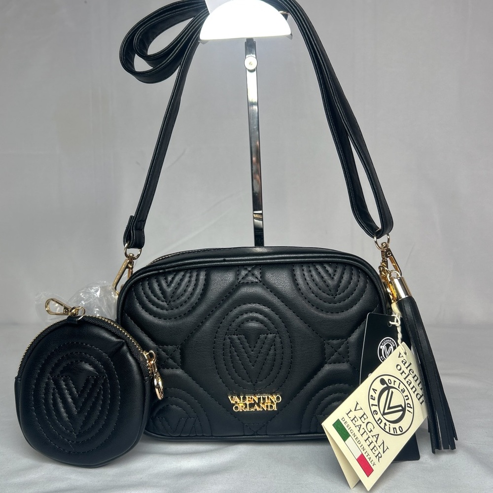 Valentino Orlandi Quilted Black Crossbody Bag